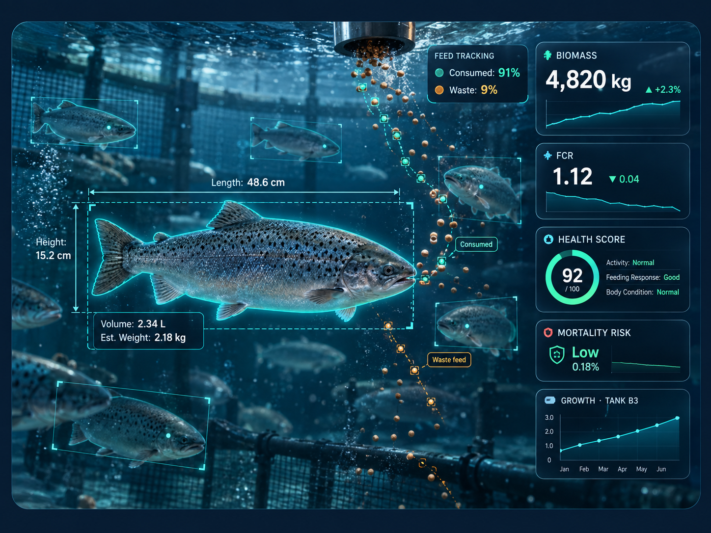 AquaFarm360 AI Computer Vision fish biomass tracking